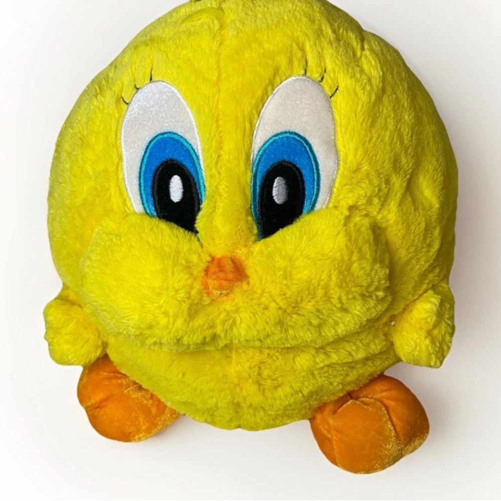 Looney Tunes BABY TWEETY BIRD 12"‎ Plush Chubby Cheeks Round Pillow Six Flags J9